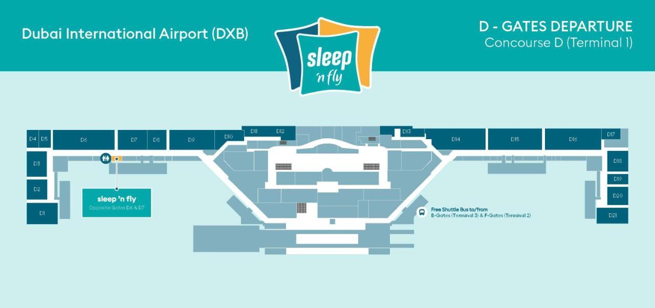 Sleep 'N Fly Sleep Lounge, D-Gates Terminal 1 - Transit Only Hotell Dubai Exteriör bild